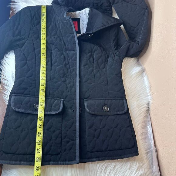 Esprit Black Quilted Button Front Hooded Jacket Size Small - Picture 7 of 11
